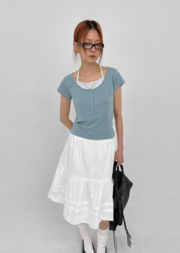 [MADE] Pieta Halter Layered Short-Sleeve Tee (Modal 38%)