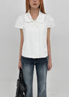 Pohens Button Collar Short Sleeve Jacket