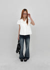 Pohens Button Collar Short Sleeve Jacket