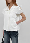 Pohens Button Collar Short Sleeve Jacket