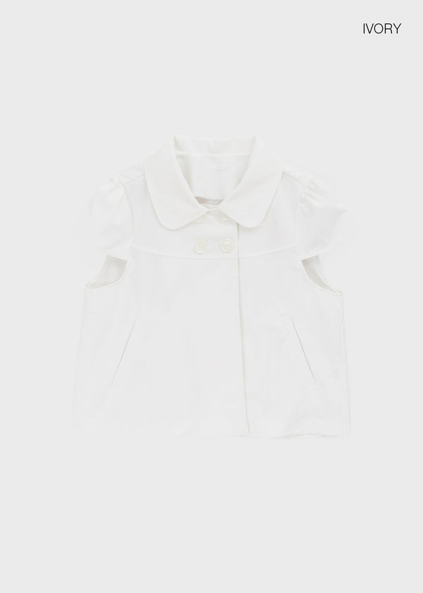 Pohens Button Collar Short Sleeve Jacket