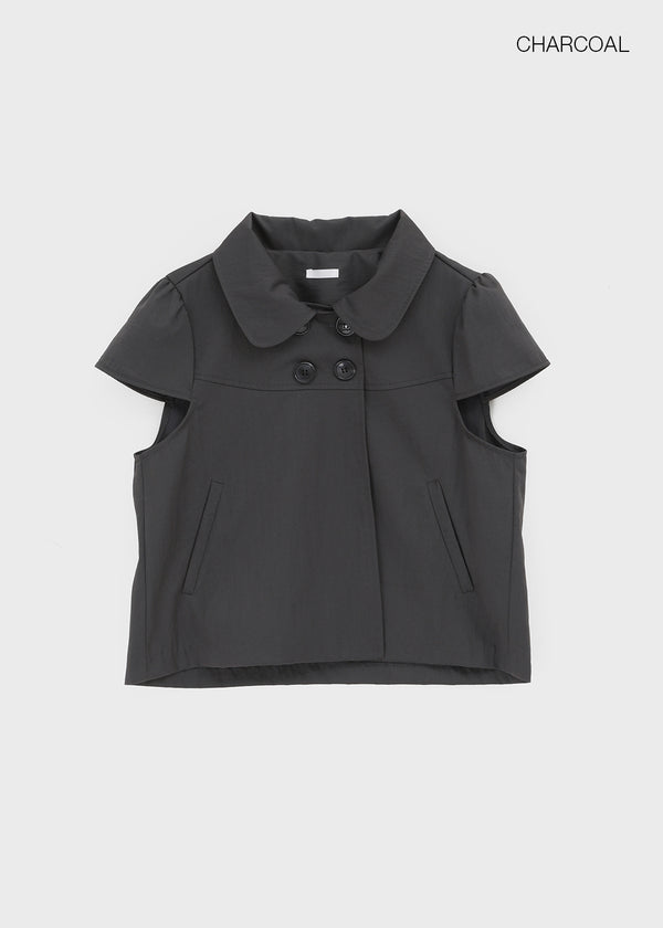 Pohens Button Collar Short Sleeve Jacket