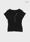 Shadin Button V-sleeve Short Sleeve Knit