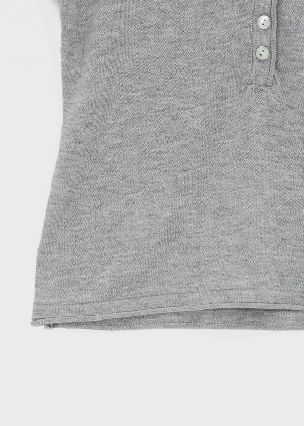 Shadin Button V-sleeve Short Sleeve Knit