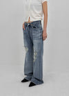 Caliac Washed Damaged Bootcut Denim Pants