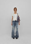 Caliac Washed Damaged Bootcut Denim Pants