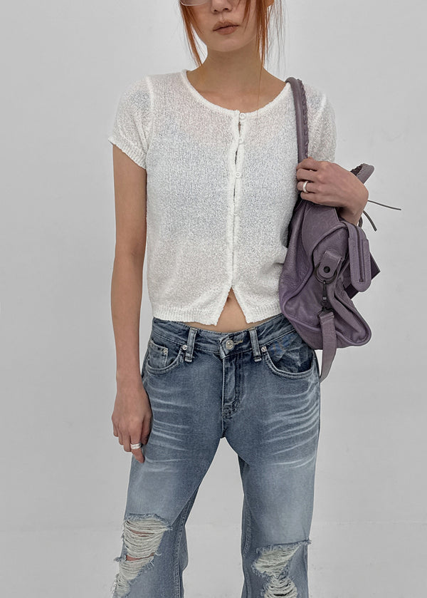 MADE] Tomiel Boucle Short-Sleeve Knit Cardigan – BLACKUP
