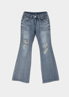 Caliac Washed Damaged Bootcut Denim Pants