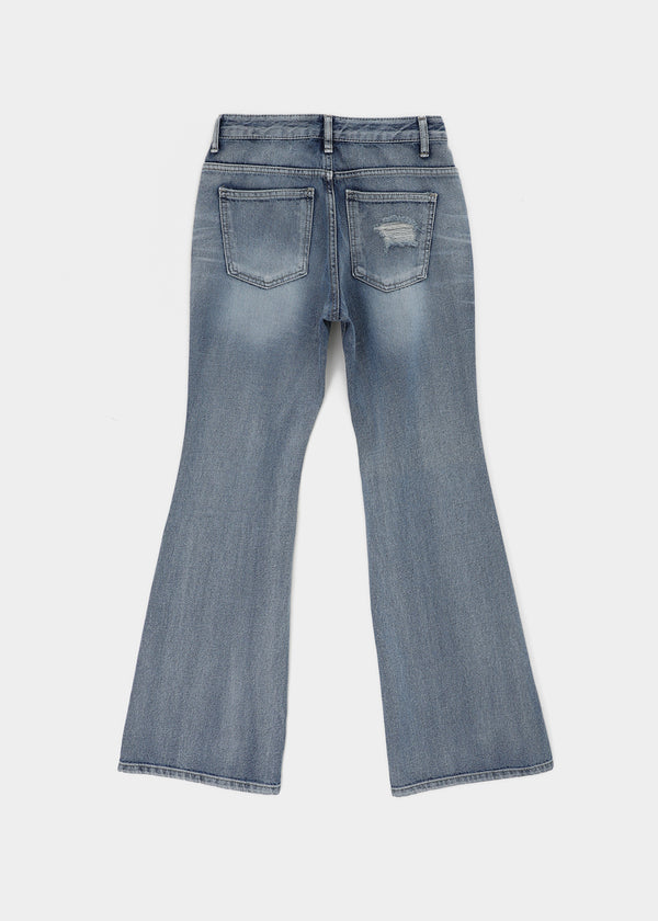Caliac Washed Damaged Bootcut Denim Pants