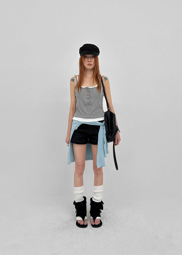 Flobin Button Layered Sleeveless (Built-in Cap)