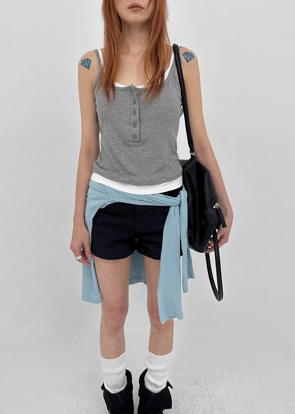 Flobin Button Layered Sleeveless (Built-in Cap)