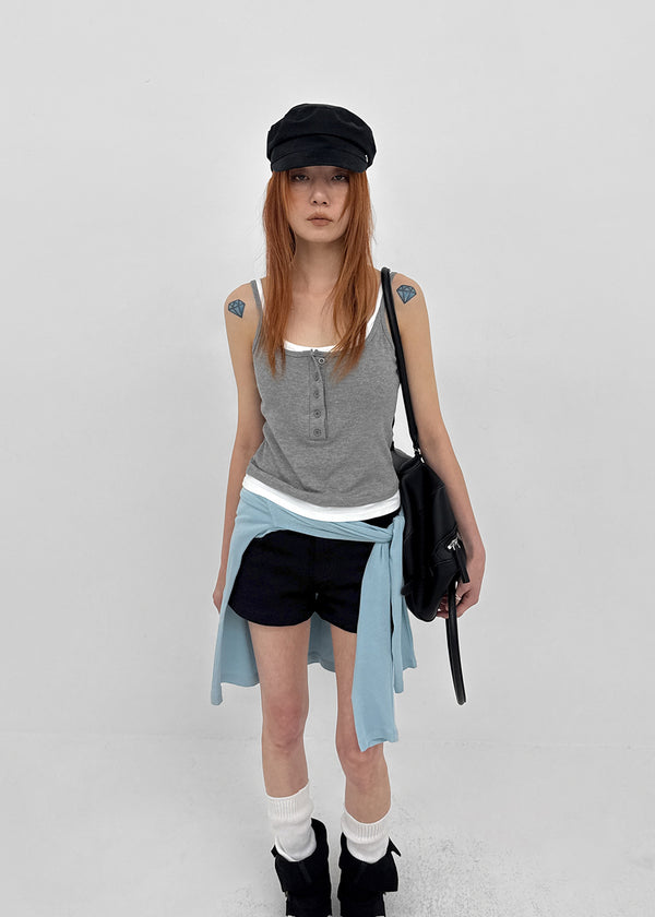 Flobin Button Layered Sleeveless (Built-in Cap)