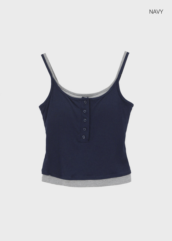 Flobin Button Layered Sleeveless (Built-in Cap)