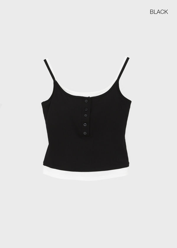 Flobin Button Layered Sleeveless (Built-in Cap)