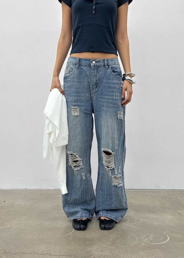 Trikin Damage Wide Denim Pants