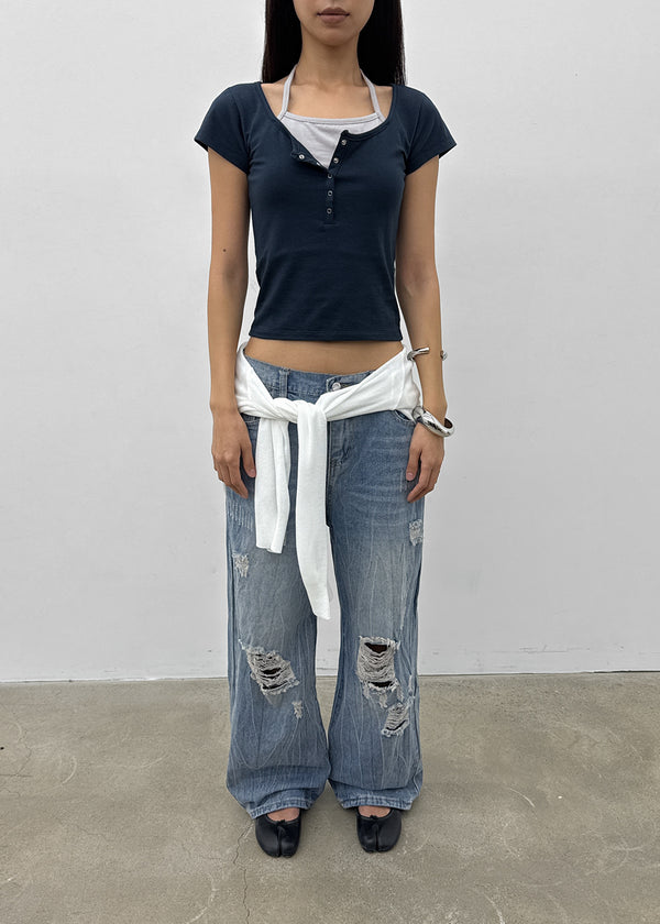 Trikin Damage Wide Denim Pants