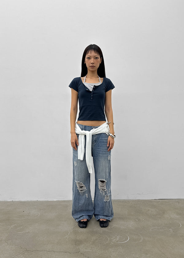 Trikin Damage Wide Denim Pants