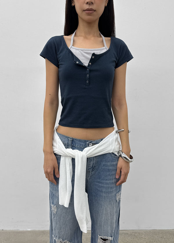 [MADE] Pieta Halter Layered Short-Sleeve Tee (Modal 38%)