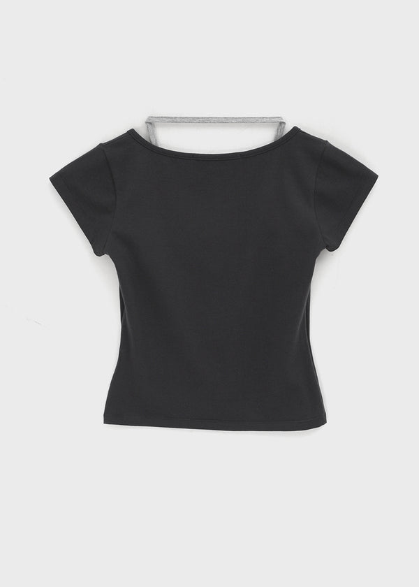 [MADE] Pieta Halter Layered Short-Sleeve Tee (Modal 38%)