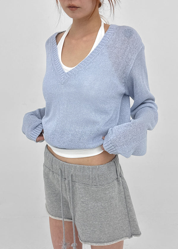 Jenishu Deep V-neck Long Sleeve Knit