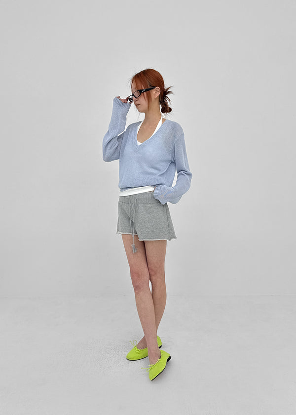 Jenishu Deep V-neck Long Sleeve Knit