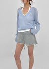 Jenishu Deep V-neck Long Sleeve Knit