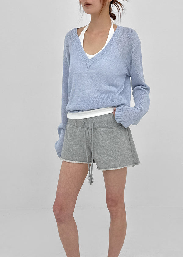 Jenishu Deep V-neck Long Sleeve Knit