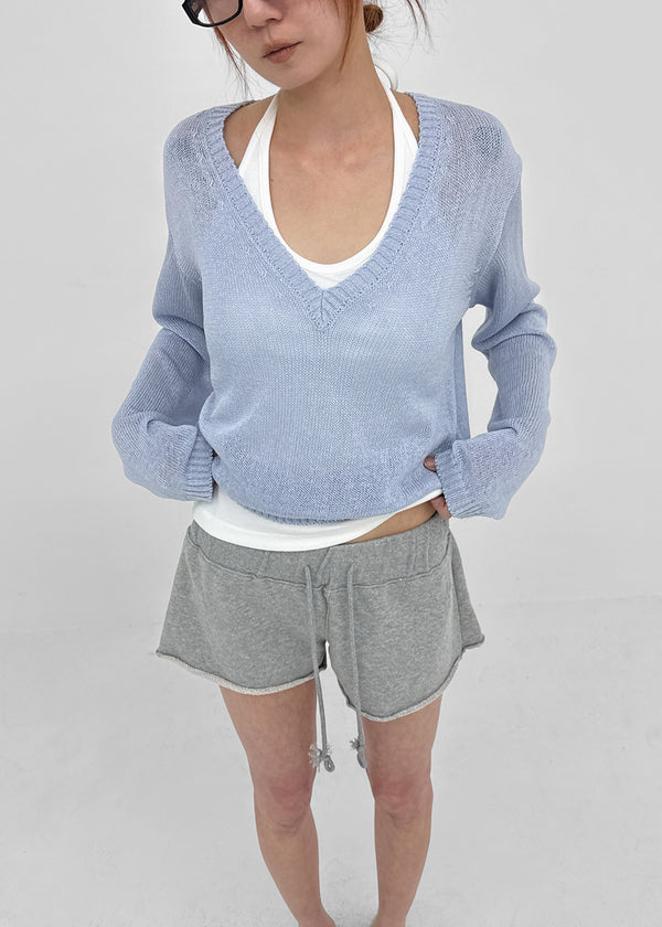 Jenishu Deep V-neck Long Sleeve Knit