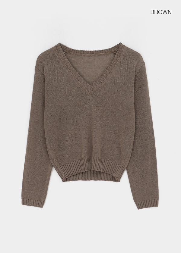 Jenishu Deep V-neck Long Sleeve Knit
