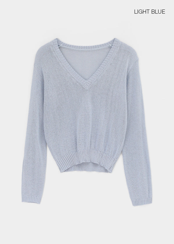 Jenishu Deep V-neck Long Sleeve Knit