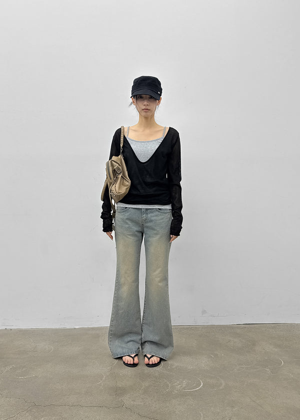 [MADE] Cameli Low-Waist Bootcut Denim Pants
