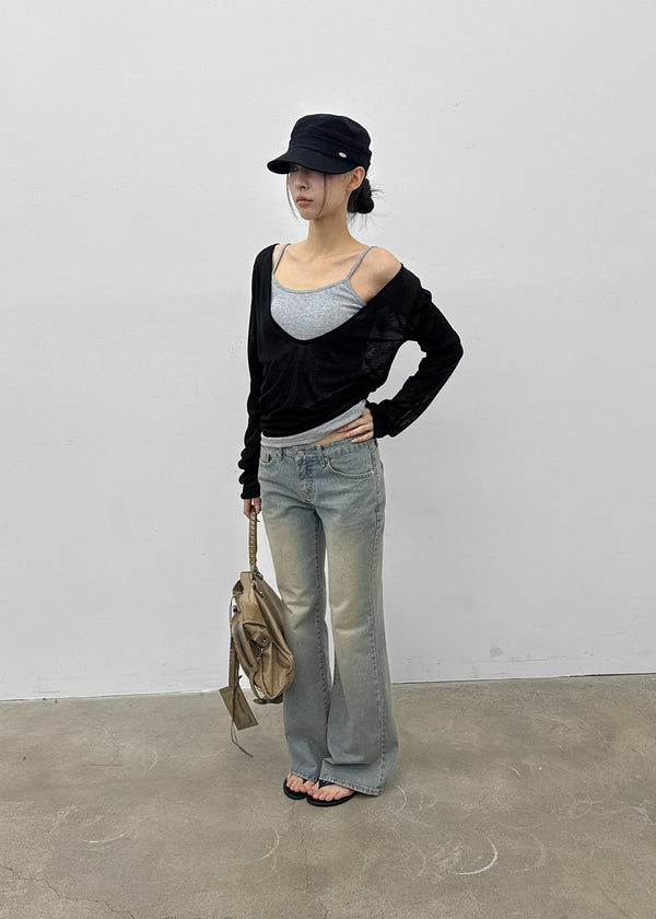 [MADE] Cameli Low-Waist Bootcut Denim Pants