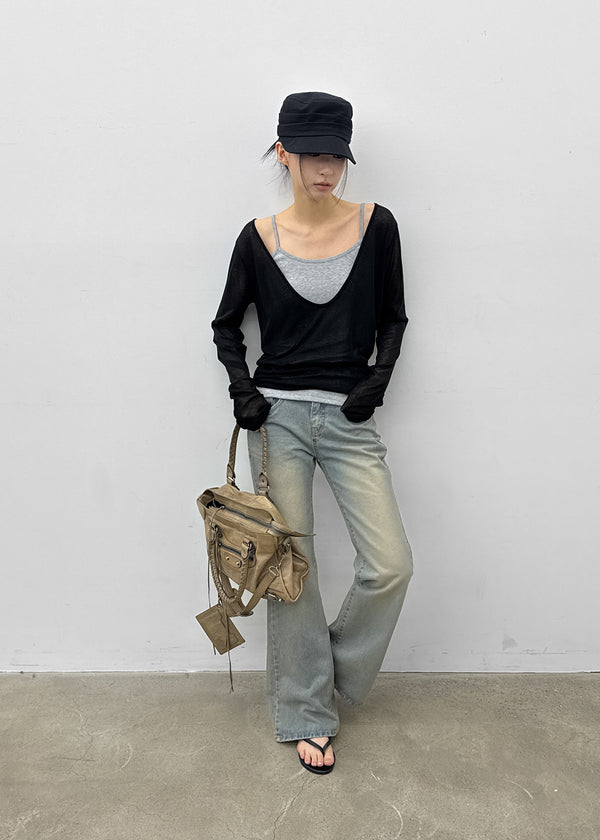 [MADE] Cameli Low-Waist Bootcut Denim Pants