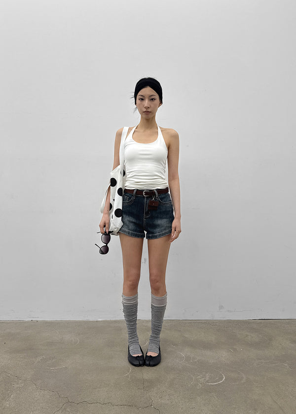 Zeu Back Pocket Denim Shorts (Belt Set)