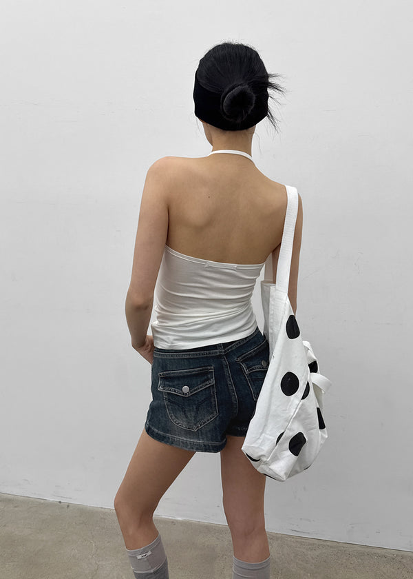 Zeu Back Pocket Denim Shorts (Belt Set)