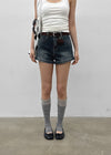 Zeu Back Pocket Denim Shorts (Belt Set)