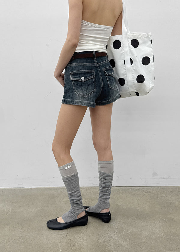 Zeu Back Pocket Denim Shorts (Belt Set)