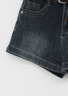 Zeu Back Pocket Denim Shorts (Belt Set)