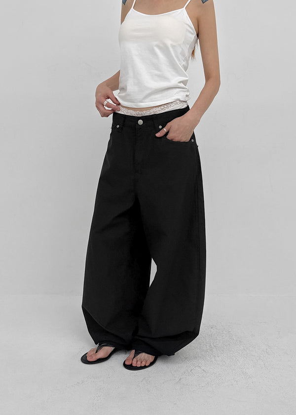 Shankum Back-point Wide Cotton Pants