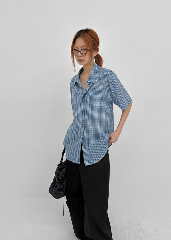 [MADE] Snetch Seersucker Check Short-Sleeve Shirt
