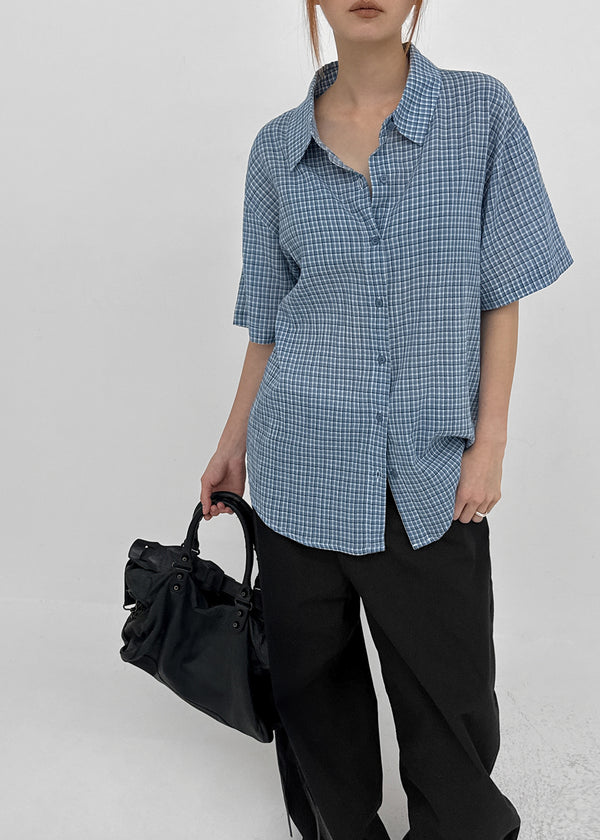 [MADE] Snetch Seersucker Check Short-Sleeve Shirt