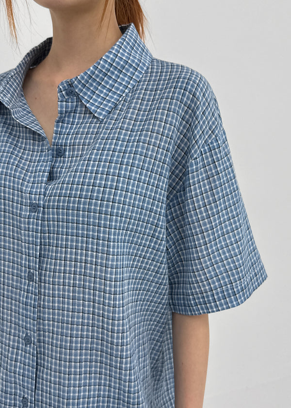 [MADE] Snetch Seersucker Check Short-Sleeve Shirt