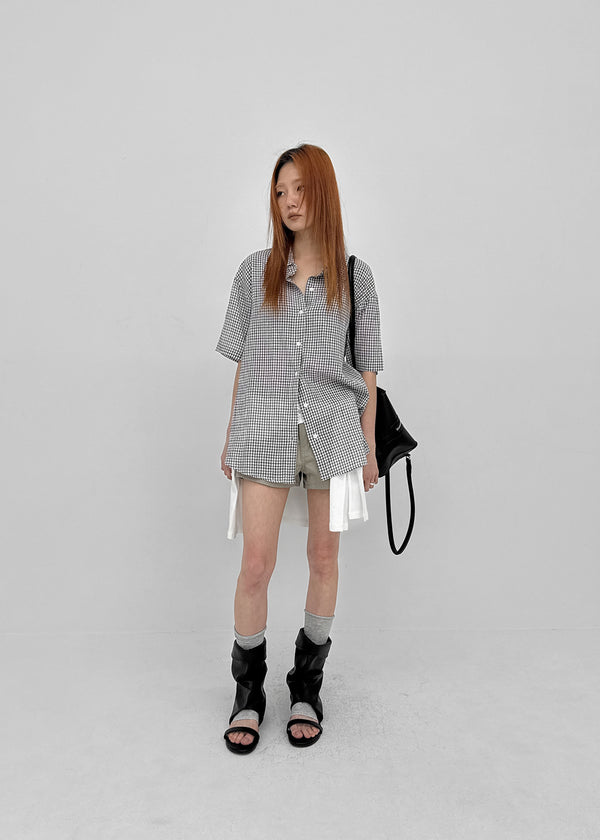 [MADE] Snetch Seersucker Check Short-Sleeve Shirt