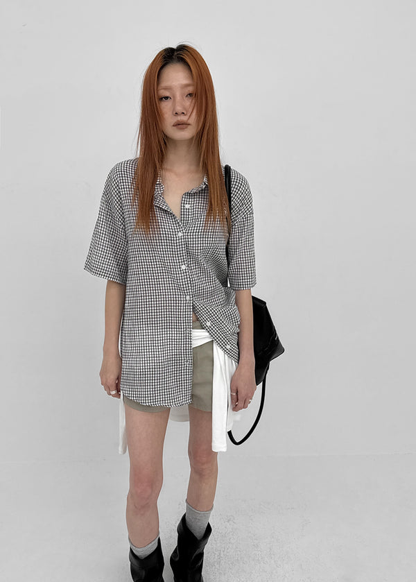[MADE] Snetch Seersucker Check Short-Sleeve Shirt