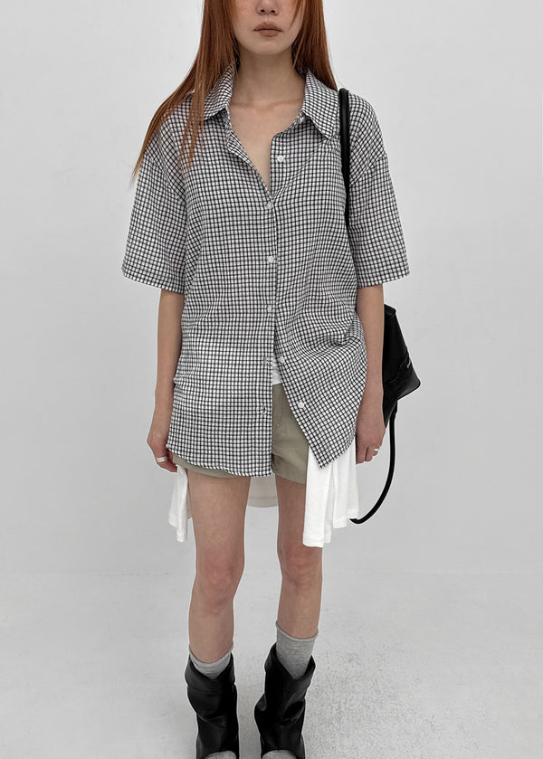 [MADE] Snetch Seersucker Check Short-Sleeve Shirt