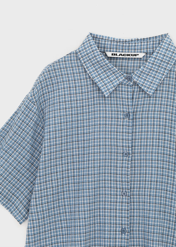 [MADE] Snetch Seersucker Check Short-Sleeve Shirt