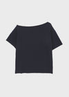 [MADE] Vermel Printed Asymmetric Shoulder Short Sleeve Top