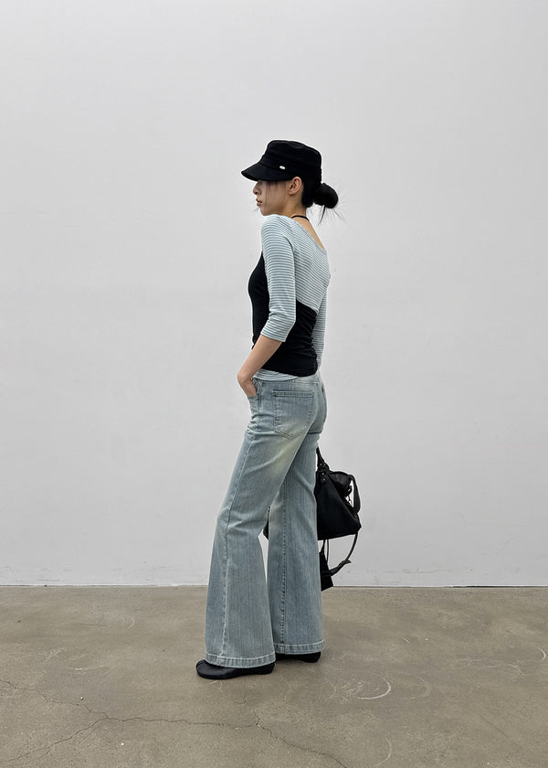 Delia Wide Bootcut Denim Pants
