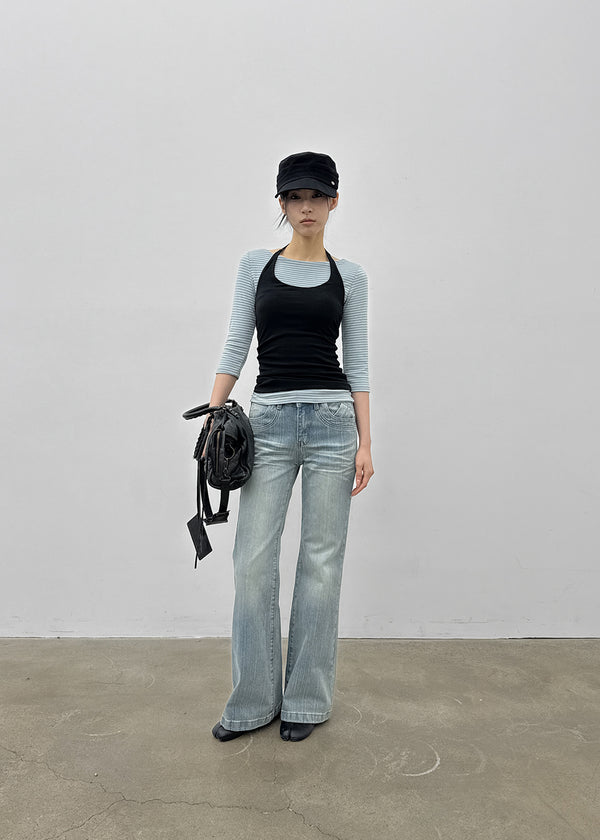 Delia Wide Bootcut Denim Pants