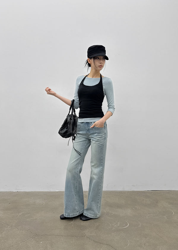 Delia Wide Bootcut Denim Pants